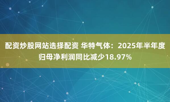 配资炒股网站选择配资 华特气体：2025年半年度归母净利润同比减少18.97%